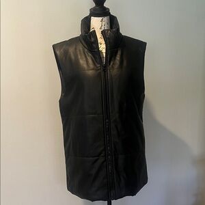 And Now This NWT Black faux Leather Puffer Vest - Sleek Zip Front